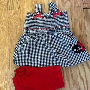 Adorable Gingham Dress with Red Shorts